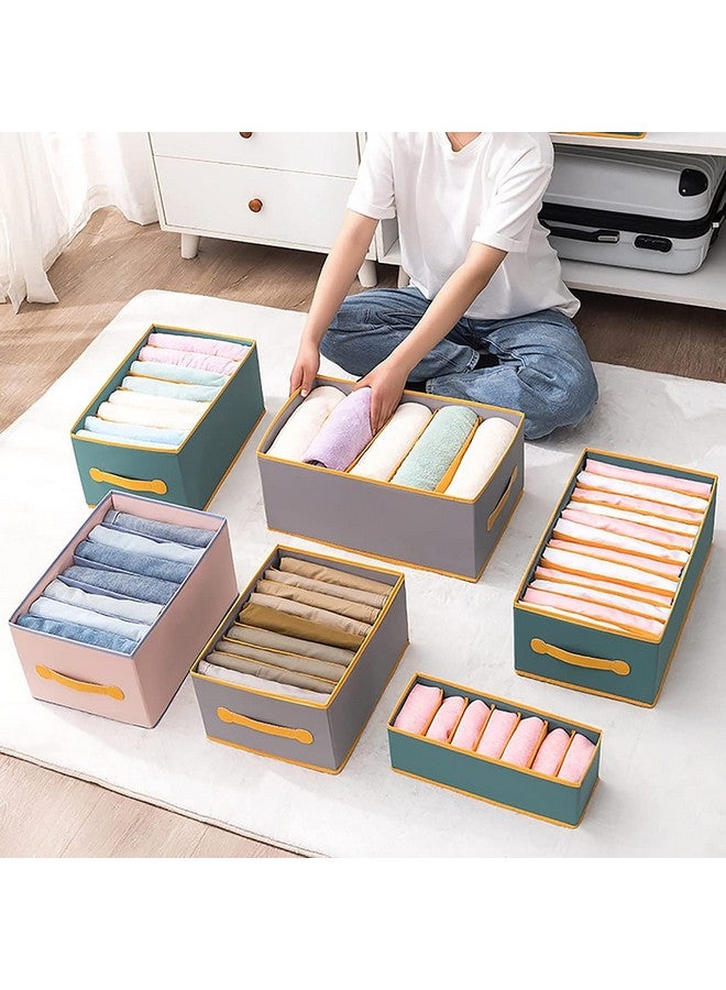 House of Quirk Wardrobe Clothes Organizer For 8 Grids Foldable Closet Organizers Bins For Bedroom, Inside Clothes Organizer Box For T-Shirts,Pants,Scarves,Skirts (Pink,Pack Of 3, Fabric Cotton Linen) - Image 4