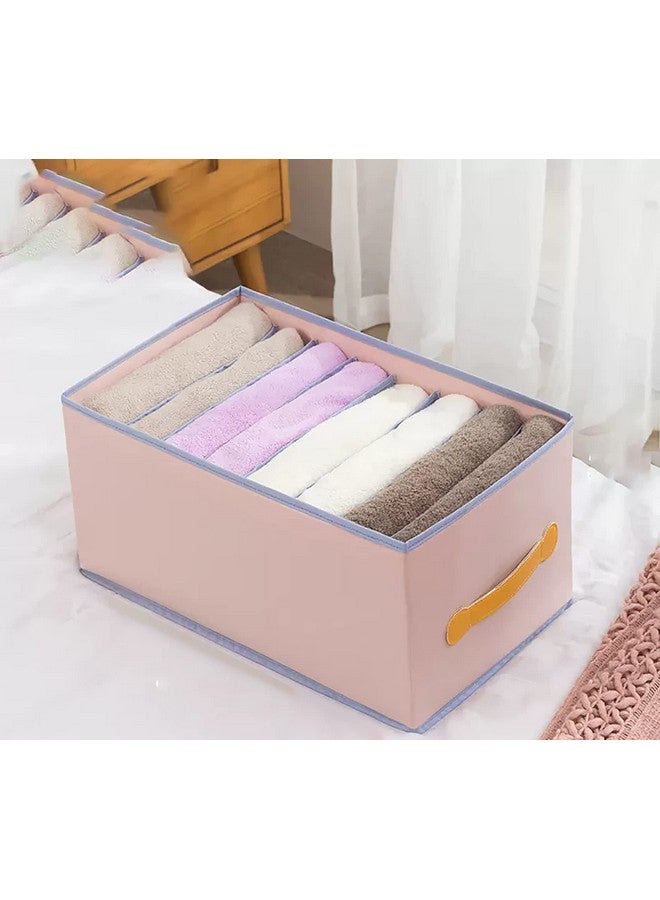 House of Quirk Wardrobe Clothes Organizer For 8 Grids Foldable Closet Organizers Bins For Bedroom, Inside Clothes Organizer Box For T-Shirts,Pants,Scarves,Skirts (Pink,Pack Of 3, Fabric Cotton Linen) - Image 2
