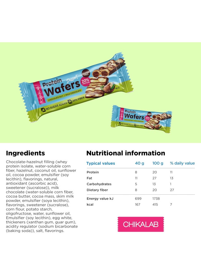 شيكا لاب حلوى الوافر بالبروتين بالشوكولاتة بالحليب مع حشوة الشوكولاتة والبندق - عبوة 12 × 40 جرام - Image 3