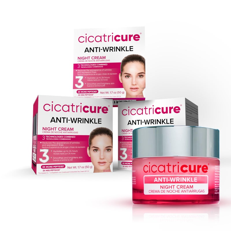 Cicatricure Anti-Wrinkle Night Face Cream: Intensive Overnight Aging Care, Moisturizes & Reduces Fine Lines, Advanced Anti-Aging Formula, 3-Pack, 1.7 oz Each - Image 1