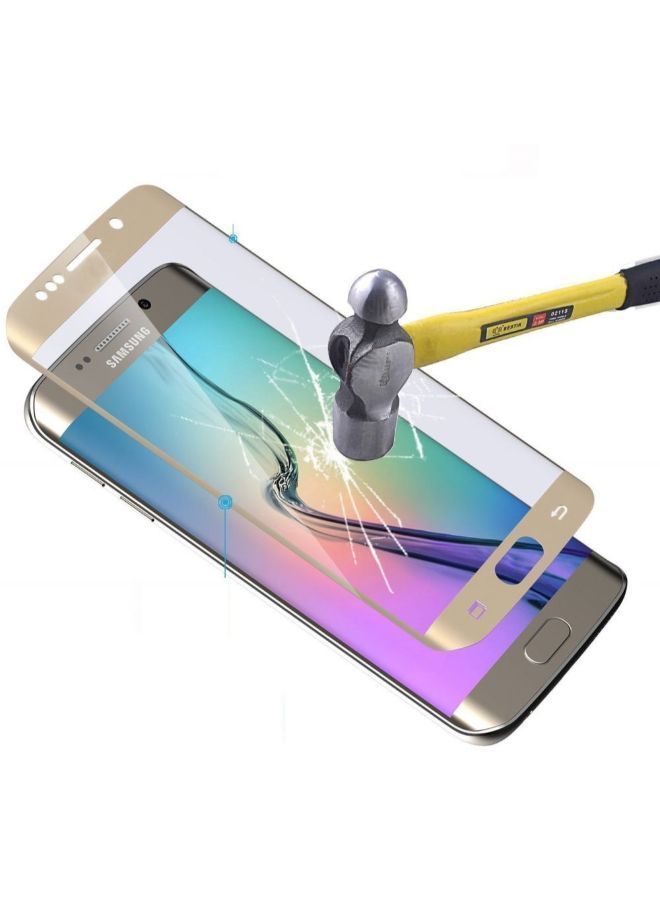 NIBEMINENT Tempered Glass Screen Protector For Samsung Galaxy S7 Edge Clear/Gold  - Image 4