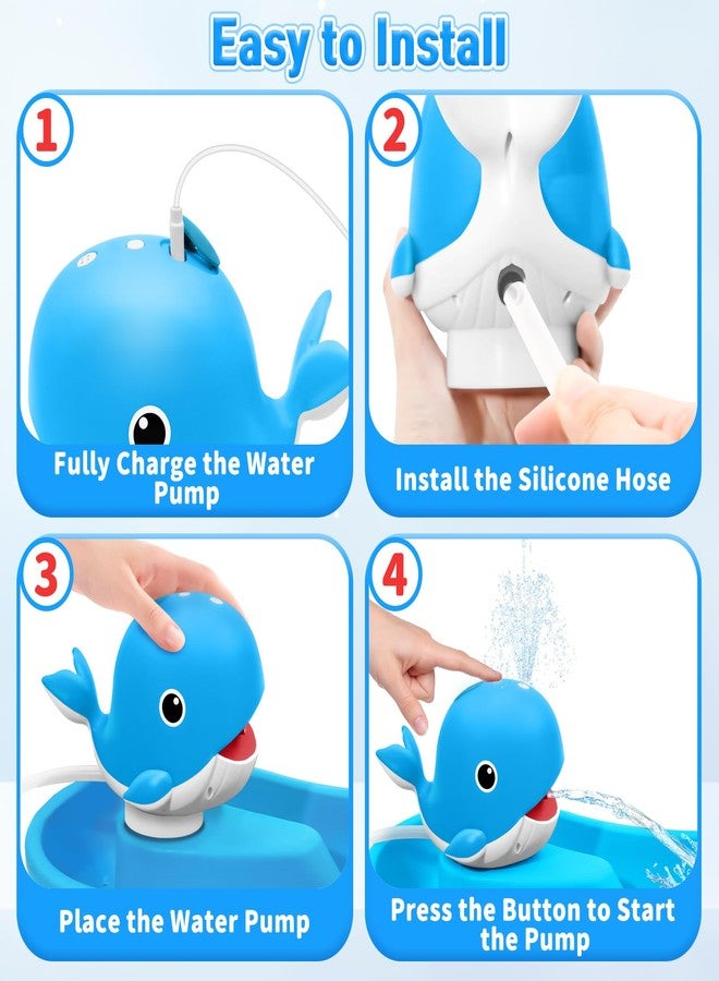 Infowush Water Table Pump, Whale Rechargeable Water Pump for Water Table with Sprinkler, 3.5 Hours Non-Stop Fun Summer Outdoor Water Toys Outside Water Play Table Accessories for Kids Toddlers, Blue - Image 5