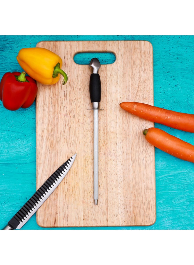 Knife Sharpener Chrome Plated Carbon Steel With Convenient Pp Handle Premium Quality 29.8 X 3.7 X 2.5Cm Multicolor Silver/Black - Image 3