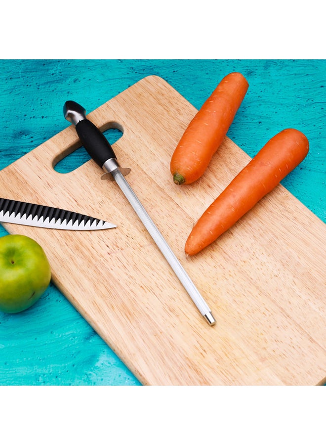 Knife Sharpener Chrome Plated Carbon Steel With Convenient Pp Handle Premium Quality 29.8 X 3.7 X 2.5Cm Multicolor Silver/Black - Image 2