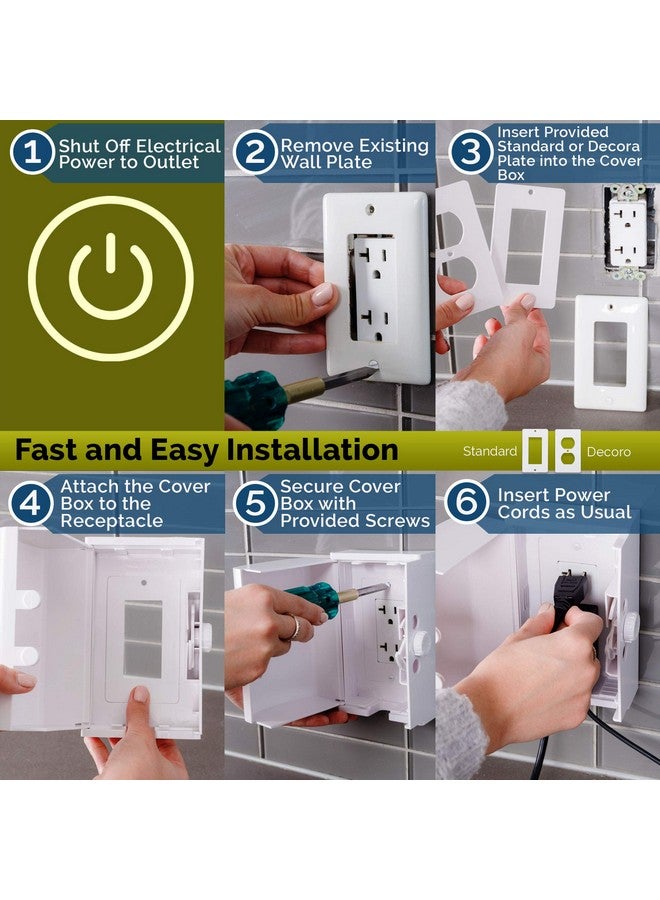Wappa Baby Baby Safety Outlet Cover Box (2 Pack) Double Lock for Much Better Toddler Proofing, Easier Operation, Simple 3 Step Install with Included Screws. Provides Extra Space Inside for Plugs (2 Pack, White) - Image 5