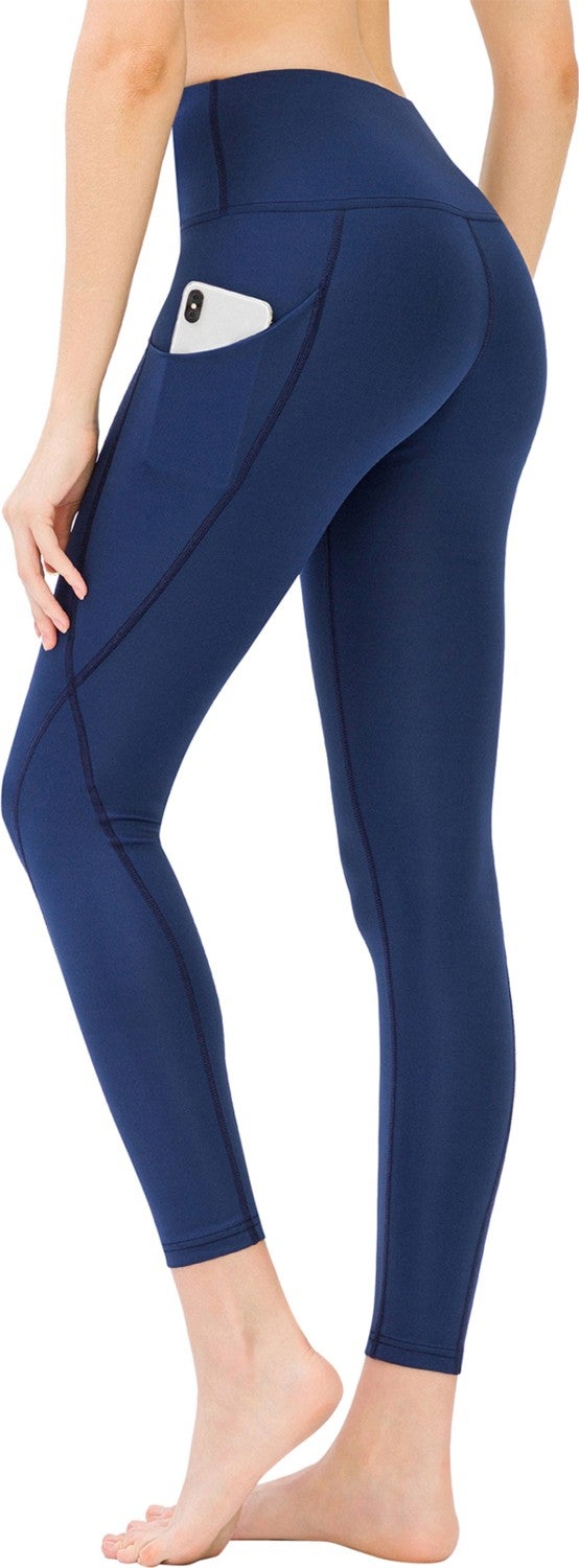 Los Ojos Women's Navy High Waist Double Pocket Slimming Sport Leggings  - Image 1