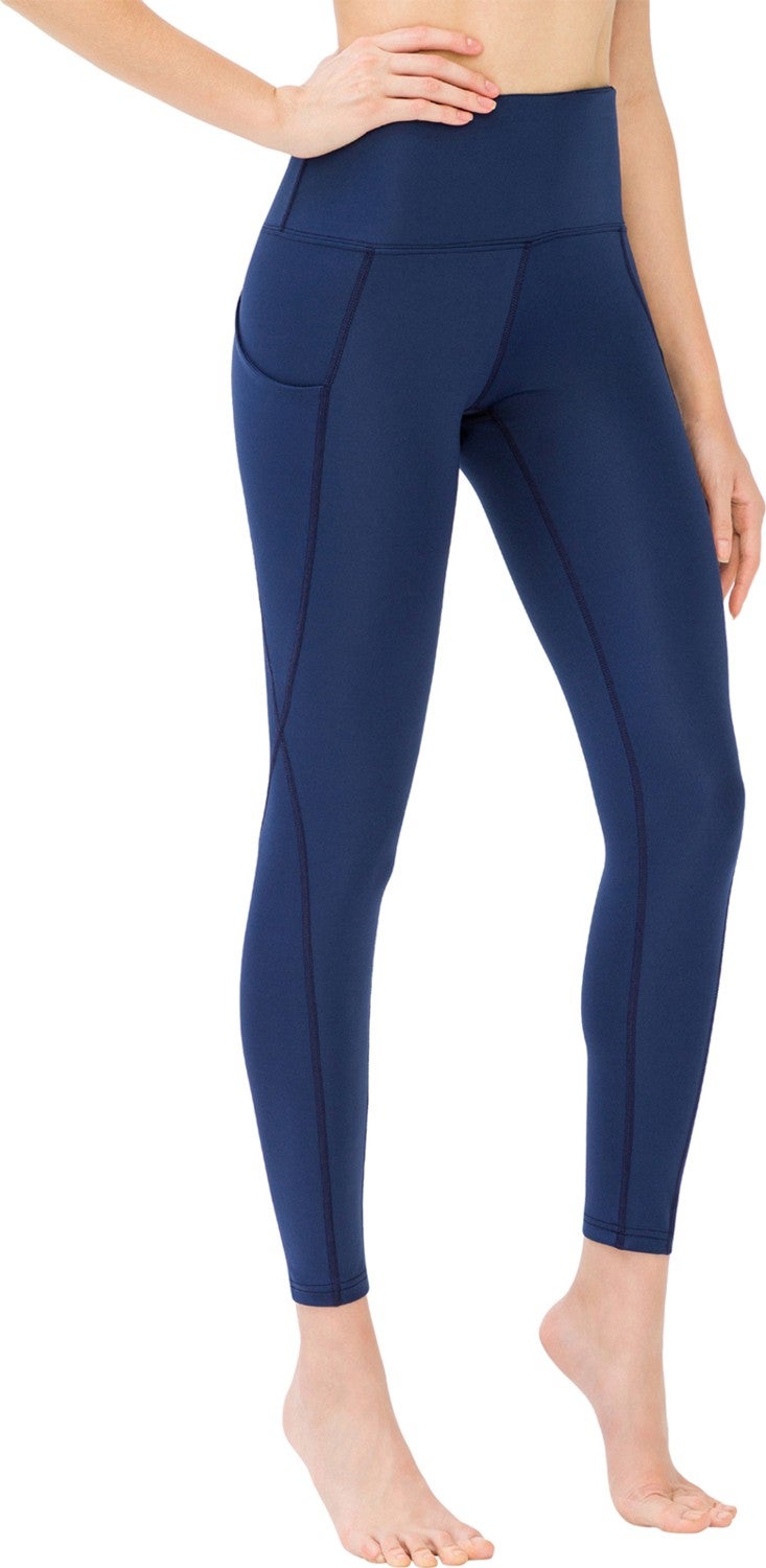Los Ojos Women's Navy High Waist Double Pocket Slimming Sport Leggings  - Image 2