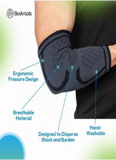 BODVITALS Elbow Compression Sleeve | Elbow Brace for Tendonitis and Tennis Elbow for Women | Arm Supports Golfer Elbow Support | Elbow Pain Relief for Women & Men | Tennis Elbow Brace (Black, Small) - pzsku/ZF022BEAAE3B6E8DAAB90Z/45/_/1723539542/343645e1-b154-41ed-a549-cfdd442d2bda