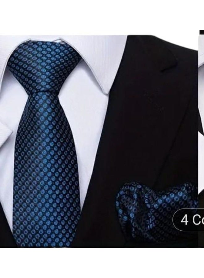 طقم إكسسوارات رجالي فاخر 6 قطع - تشكيلة كرفتات  ومناديل جيب (Pocket Square) بتصاميم ملكية - داخل صندوق هدايا VIP - Image 3