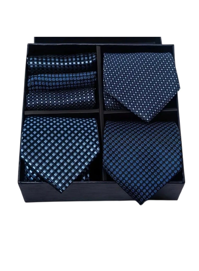 طقم إكسسوارات رجالي فاخر 6 قطع - تشكيلة كرفتات  ومناديل جيب (Pocket Square) بتصاميم ملكية - داخل صندوق هدايا VIP - Image 1