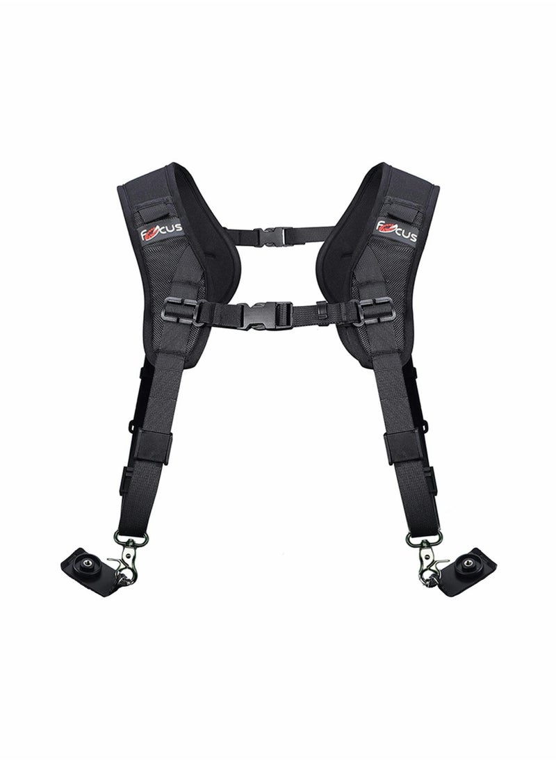 Y&D - Camera Strap Double Shoulder Harness Quick Release Adjustable Dual Tether with Safety and Lens Cleaning Cloth for DSLR SLR focus - Image 1