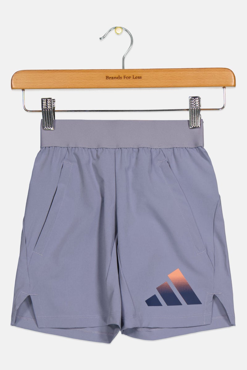 Adidas Kids Boy Brand Logo Running Shorts, Slate Blue - Image 1