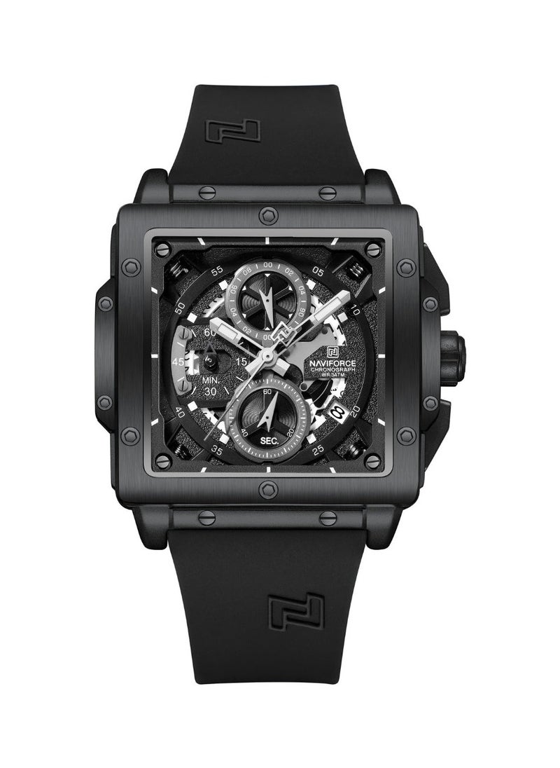 NAVIFORCE - Luxury Black Square Chronograph Watch for Men with Silicone Strap and Multi-Function Dial - Image 1