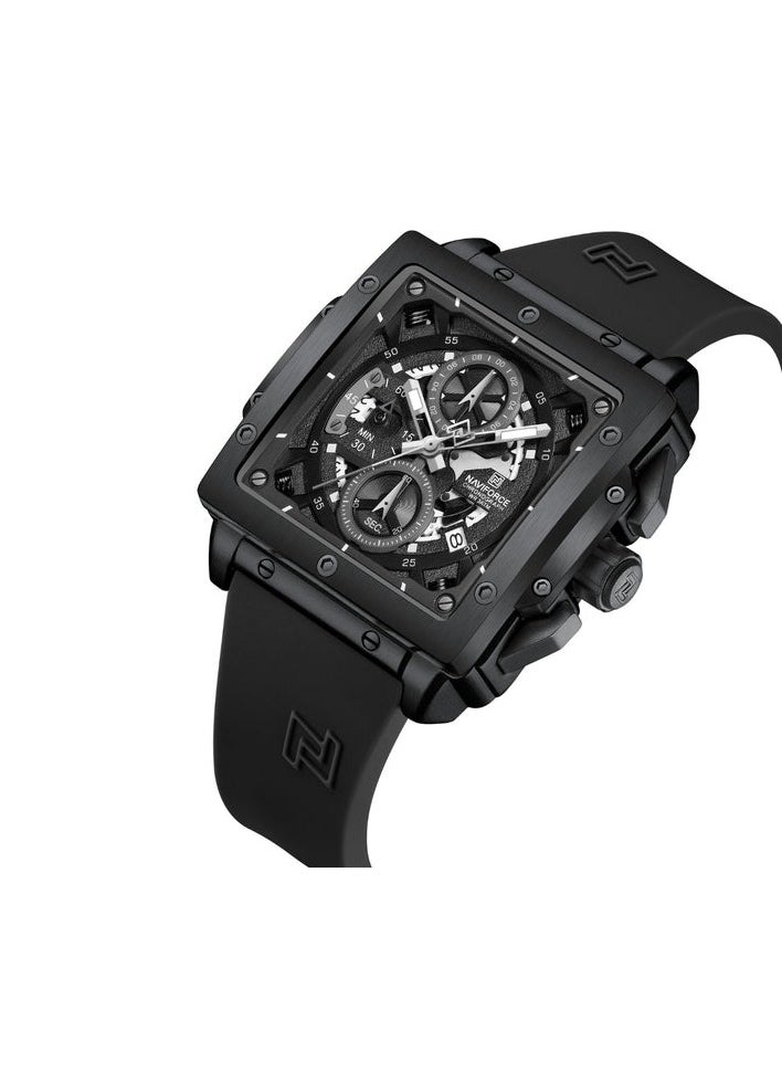 NAVIFORCE - Luxury Black Square Chronograph Watch for Men with Silicone Strap and Multi-Function Dial - Image 1