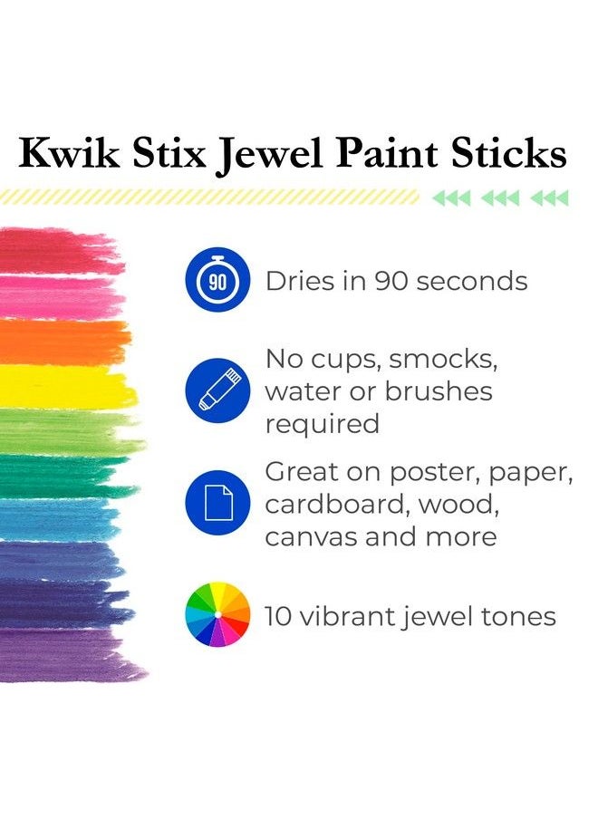 The Pencil Grip - Kwik Stix Tempera Paints Tempera Paint Pens Super Quick Drying 10 Assorted Jewel Colors For Children Tpg678 - Image 1