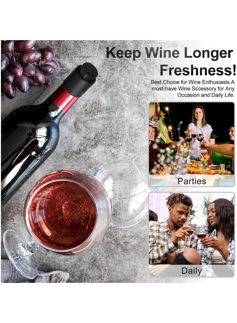 Zikra 6 Pcs Bottle Stopper Bottle Closure Sealer Bottle Pump Vacuum Stoppers Vacuum Pump Stoppers for Glass Bottles Black - Image 5