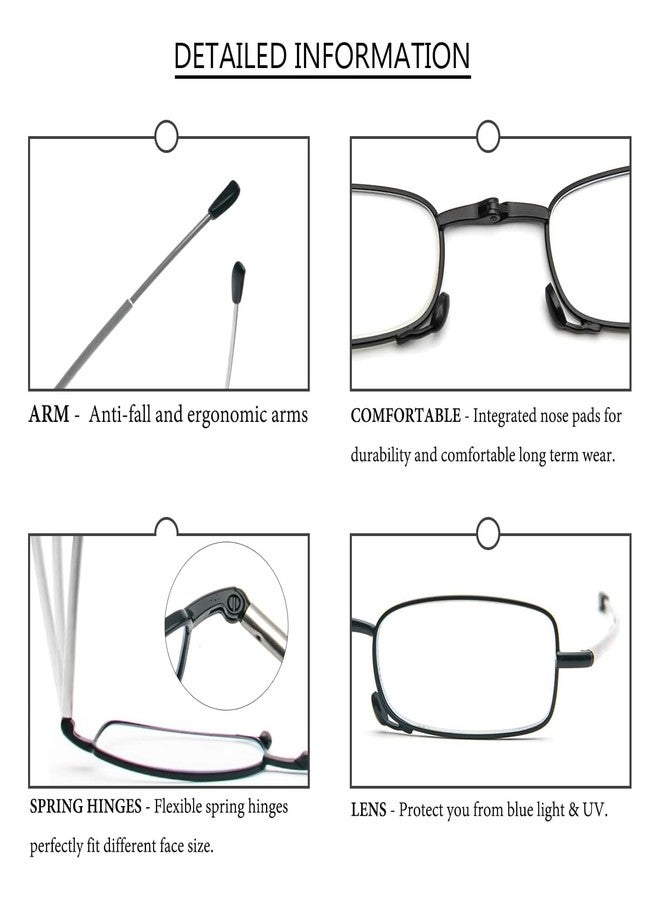 AEC Nova Collapsible Reading Glasses | Compact Foldable Frame with BlueRazr Blue Light Blocking Lenses | Portable Unisex Readers for Men & Women (Black, +1.00) - Image 5