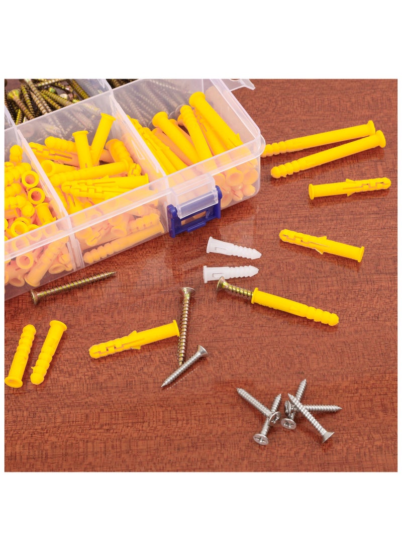 ZFHDBM Drywall Anchors and Screws Assortment Kit 356PCS – Includes 178 Plastic Wall Anchors and 178 Philips Flat Head Screws, 4 Sizes Wall Hanging Kit for Picture Frames, Curtain Rods, Shelf Brackets, Light Fixtures  - Image 2