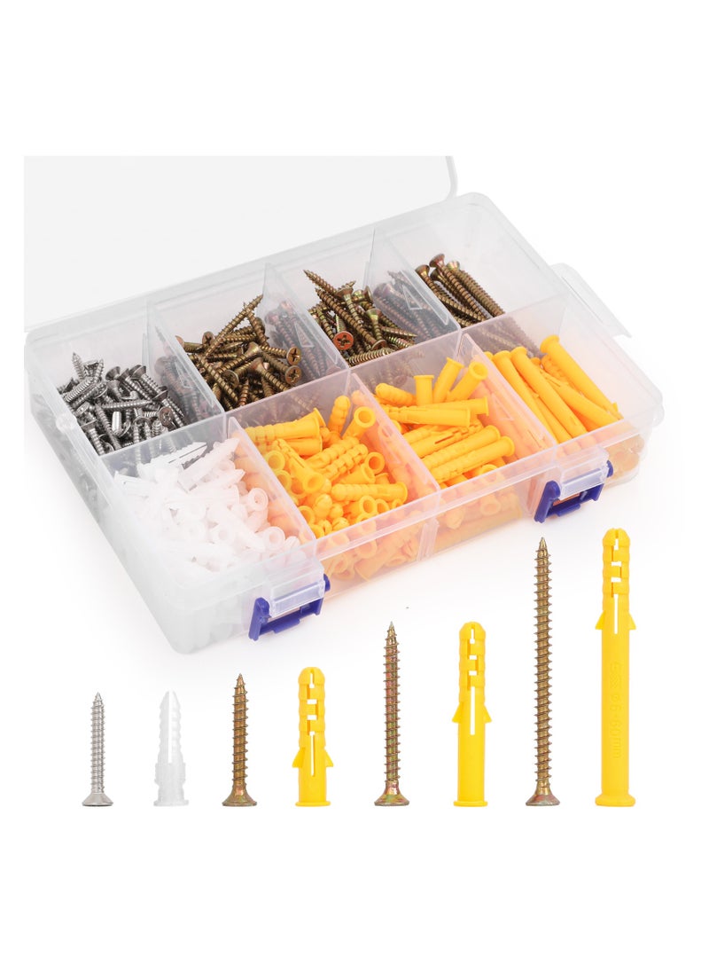 ZFHDBM Drywall Anchors and Screws Assortment Kit 356PCS – Includes 178 Plastic Wall Anchors and 178 Philips Flat Head Screws, 4 Sizes Wall Hanging Kit for Picture Frames, Curtain Rods, Shelf Brackets, Light Fixtures  - Image 1