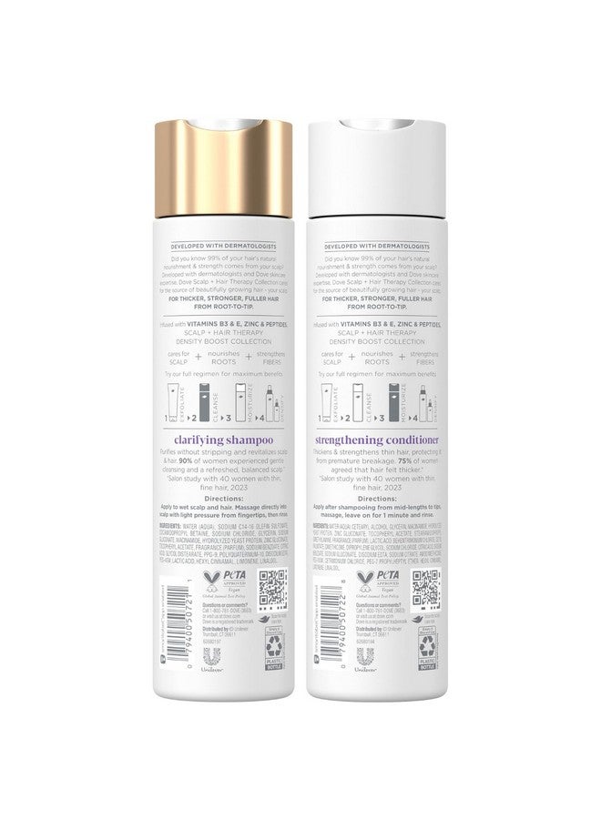 Dove Scalp + Hair Therapy Set - Density Boost Clarifying Shampoo and Strengthening Conditioner with Vitamins B3 & E, Zinc & Peptides, 9.25 Oz Ea (2 Piece Set) - Image 2