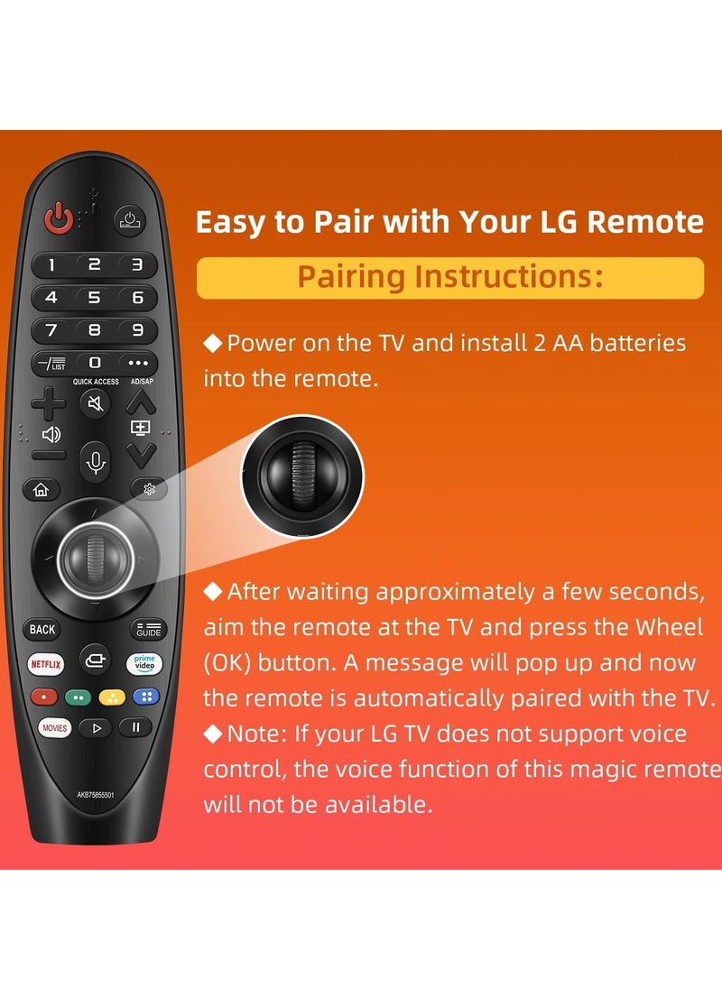 LG Remote for LG Smart TV from 2019-2022. for Magic LG TV Remote Replacement MR20GA with Voice and Pointer Function. for LG WebOS ThinQ AI UHD OLED 4K Models. 2-Year Full Warranty with Battery