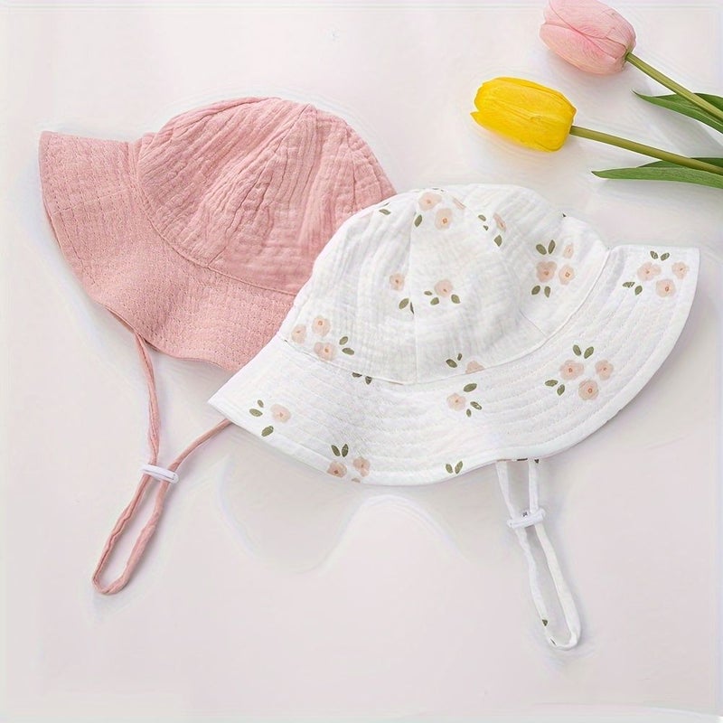 Orange Osmanthus Baby Girls Turban Sun Hat Infant Bucket Cap Newborn Adjustable - Image 1