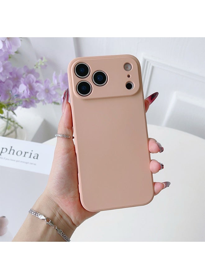 NIBEMINENT Rubber Silicone Cube Protective TPU Case Cover For iPhone 17 Pro Max, Sand Pink