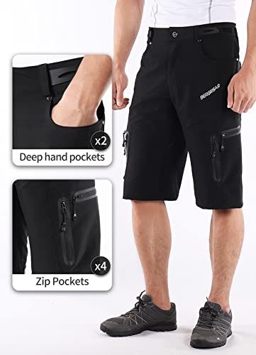 BERGRISAR Men's Cycling Shorts Loose Fit Mountain Bike Shorts with 6 Pockets Black Medium - Image 5