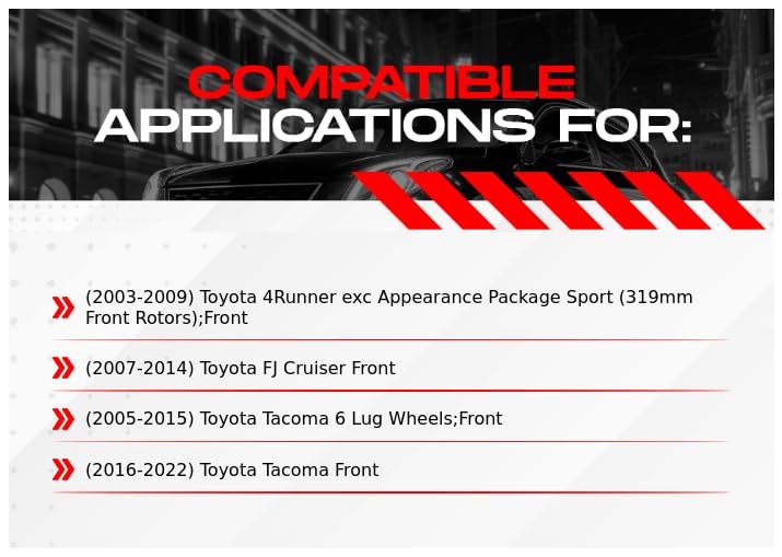 R1 Concepts Front Brakes and Rotors| Automotive Replacement Brake Kits| Front Ceramic Brake Pads and Rotors Kit| Fits 2003-2009 Toyota 4Runner; 2007-2014 Toyota FJ; 2005-2022 Toyota Tacoma - Image 2