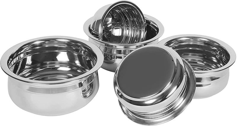 Nirvika Stainless Steel Urli/Handi Set Without Lid Cooking & Serving 5 Pieces cookware Set Capacities of 500ml, 800ml, 1000ml,1200ml, and 1500ml - Image 3