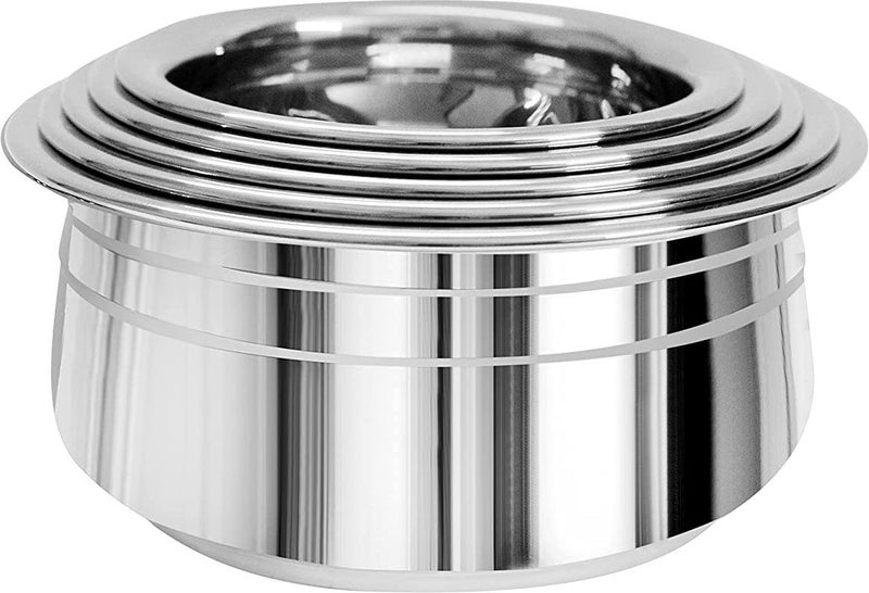 Nirvika Stainless Steel Urli/Handi Set Without Lid Cooking & Serving 5 Pieces cookware Set Capacities of 500ml, 800ml, 1000ml,1200ml, and 1500ml - Image 5