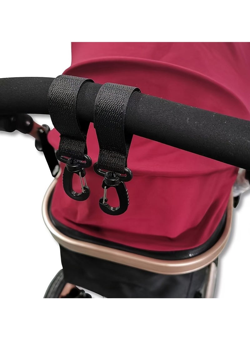 Stroller Organizer Hook - 2pcs Stroller Clips | 360 Degree Rotatable Mommy Hook Organizer Hook | Convenient Multi-Purpose Mommy Bag Hanger for Wheelchairs Shopping Cart Support Up to 2kg - Image 1