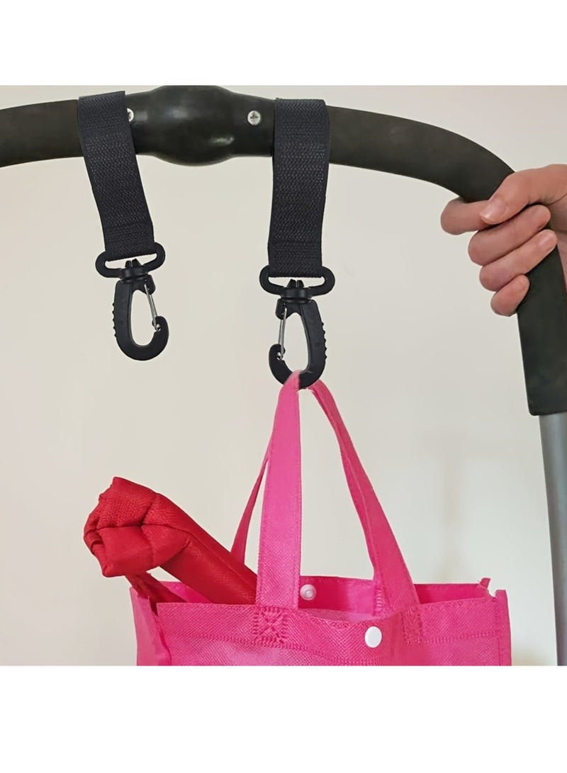 Stroller Organizer Hook - 2pcs Stroller Clips | 360 Degree Rotatable Mommy Hook Organizer Hook | Convenient Multi-Purpose Mommy Bag Hanger for Wheelchairs Shopping Cart Support Up to 2kg - Image 2