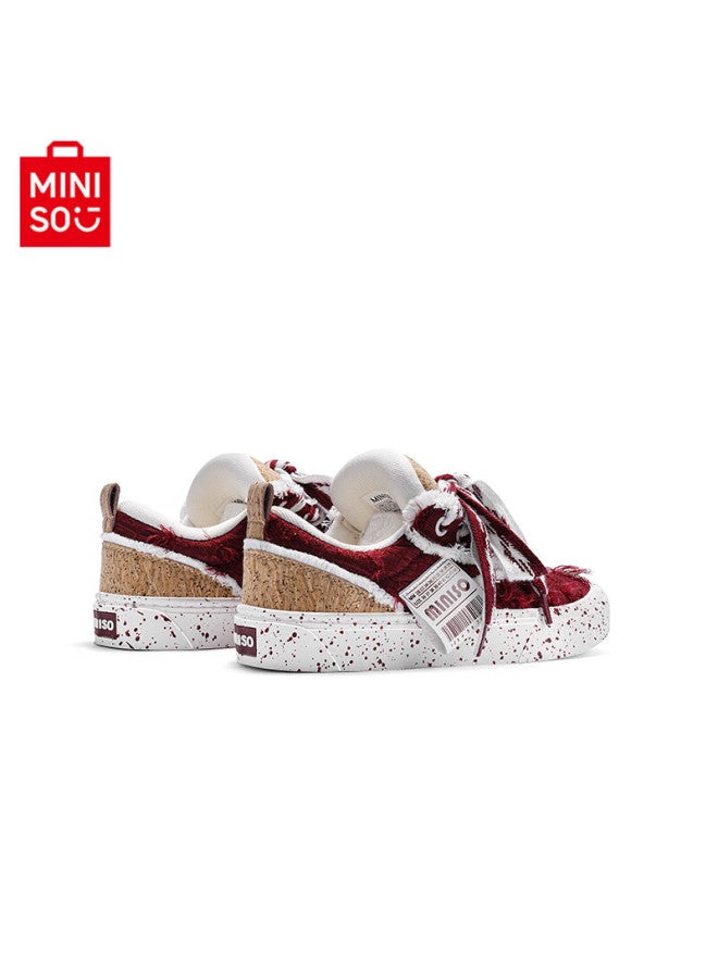 Mingchuang Youpin Miniso Women's Wine Red New Breathable Canvas Shoes Casual National Trend Sneakers For Men, Wine Red Color, Size 38 - Image 4