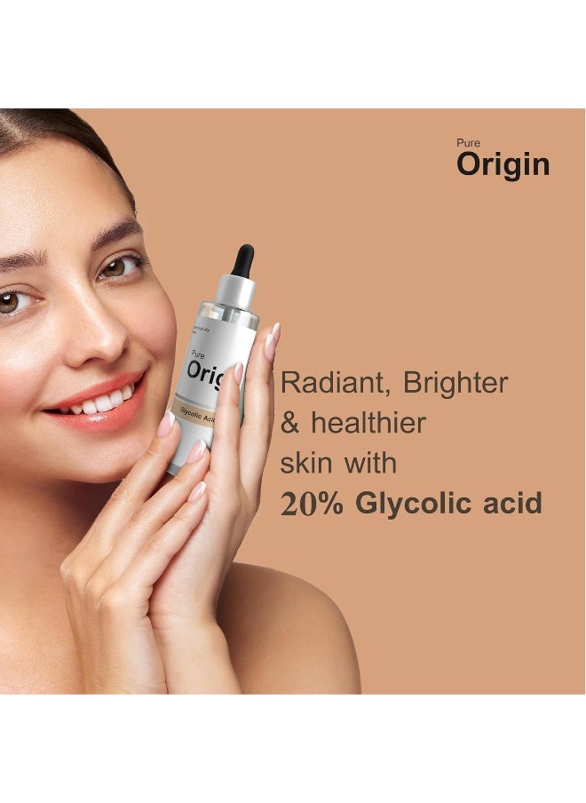 Pure Original Glycolic Acid 20% Face Serum | Exfoliates & Renews The Skin | Recommended For Brighter Even Tone Skin | Eco-Friendly | Clinically Validated Serum | 30Ml  - Image 2