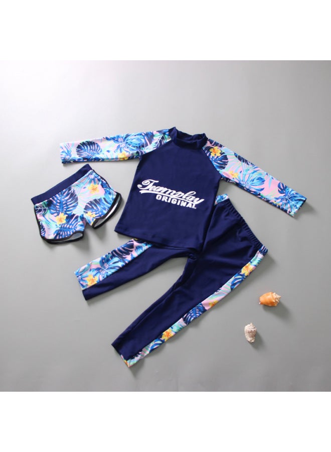 Parent Children's Split Swimsuit Girl's Big Girl's Long Sleeve Sun Protection Quick-drying Diving Suit Split Conservative Swimsuit