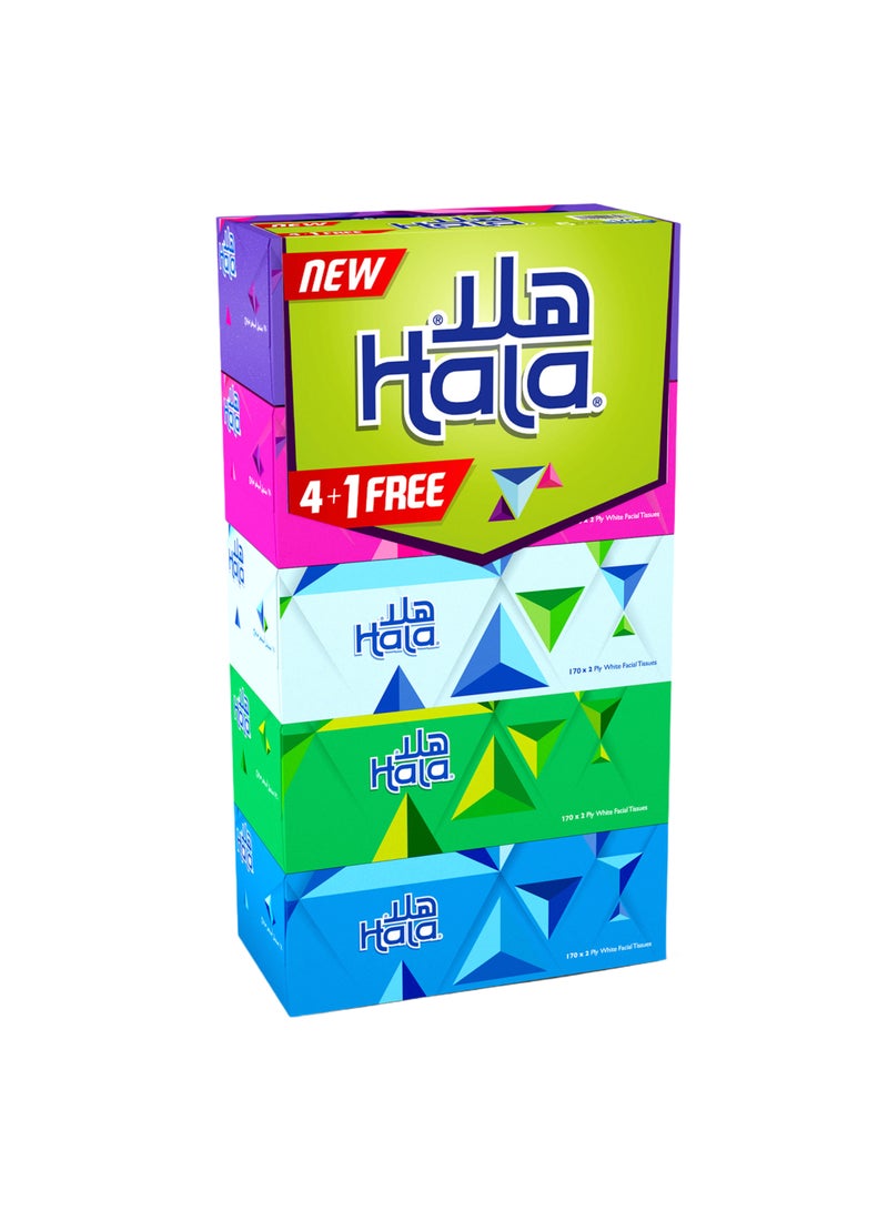 Hala Facial Tissue 2 Ply 170 Sheets Assorted Pack of 5 - Image 4