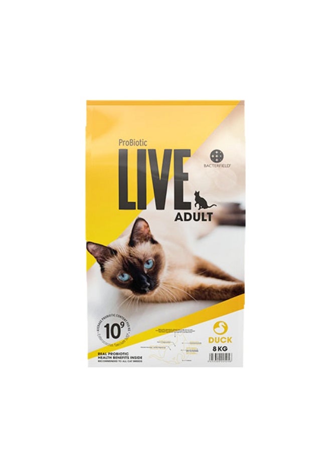 Probiotic Live - ProBiotic Live Duck Dry Adult Cat Food - 8 Kg - Image 1