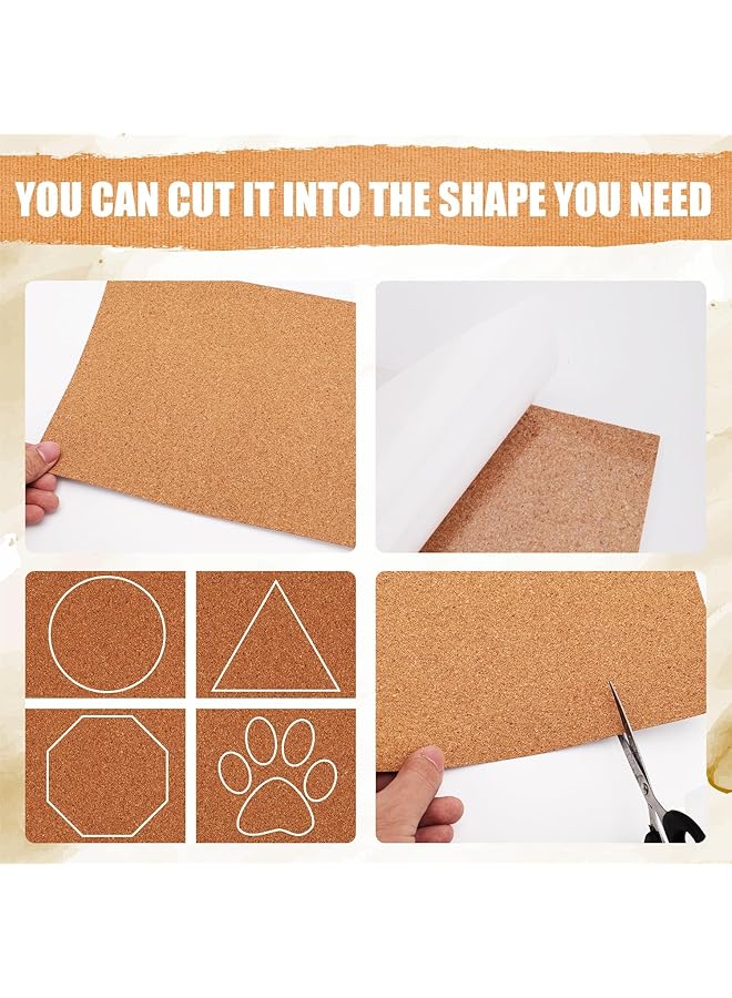 erorex 8Pcs Self Adhesive Cork Sheets Natural Cork 11.81X8.27X0.04In Cork Coasters Cork Tiles Sheets Wall Decoration Square Cork Backing Adhesive Backed Cork Board For Handmade Crafts Coasters - Image 5