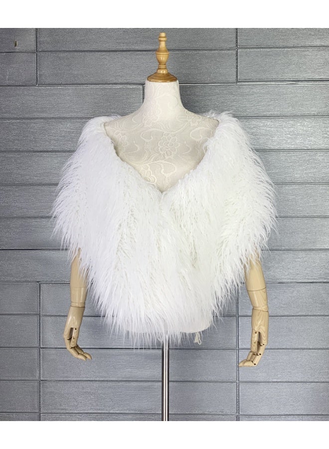 Fashion Simple Fur Shawl White - Image 4