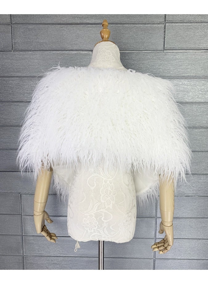 Fashion Simple Fur Shawl White - Image 2