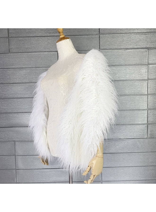 Fashion Simple Fur Shawl White - Image 1