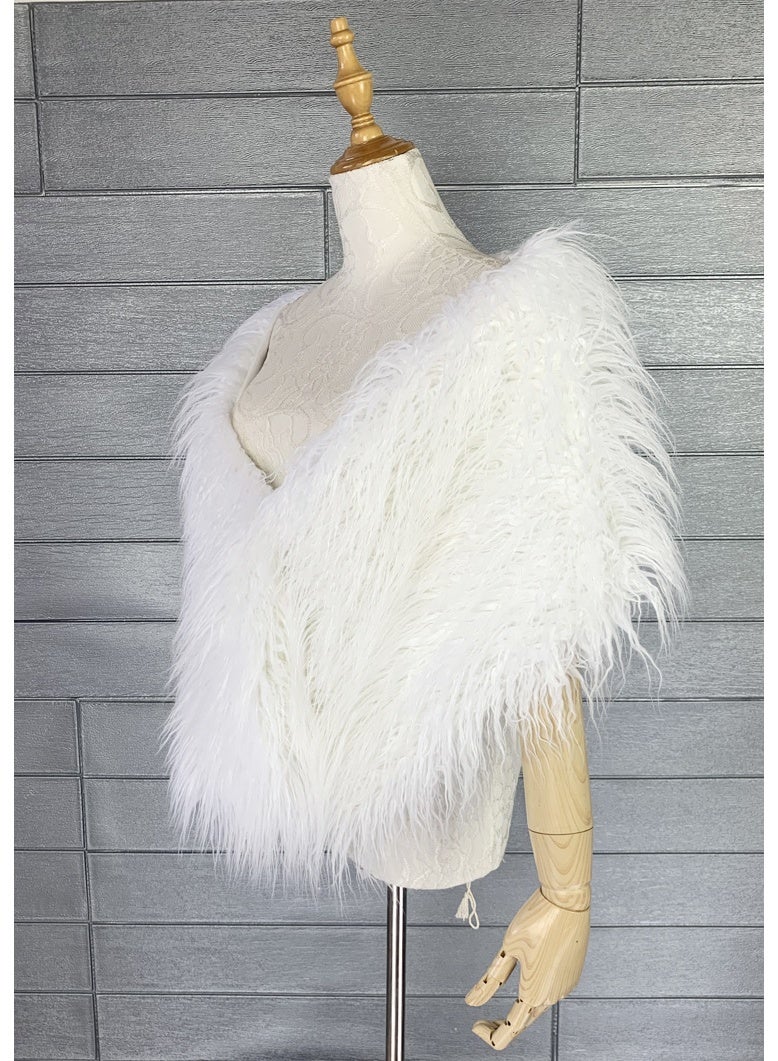 Fashion Simple Fur Shawl White - Image 3