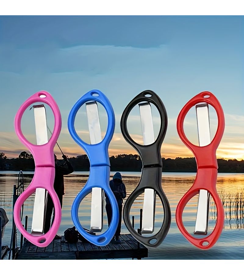 Orange Portable Folding Fishing Scissors Travel Small Glasses Eight Character - Image 1