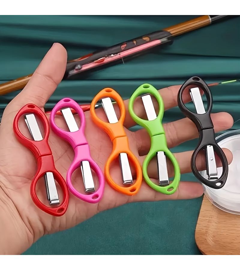 Orange Portable Folding Fishing Scissors Travel Small Glasses Eight Character - Image 2