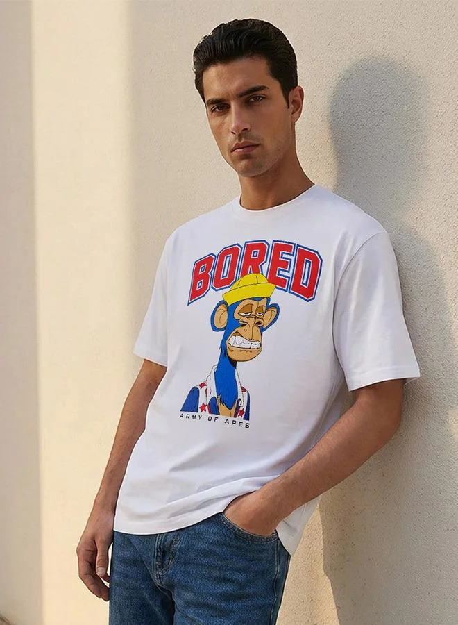 SP Characters Bored Ape Regular Fit Crew Neck Short Sleeves Printed T shirt