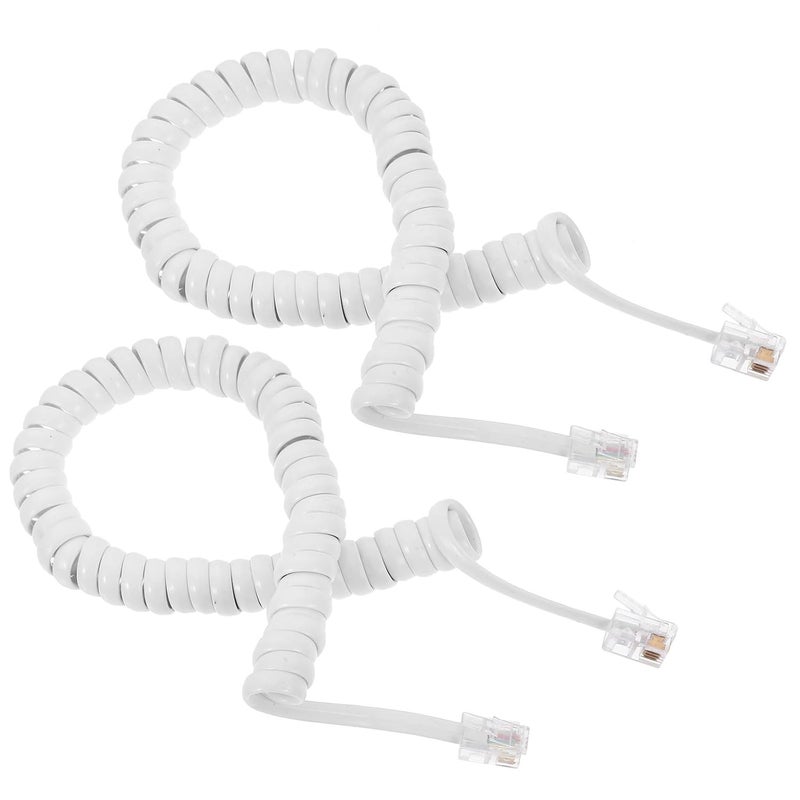 2pcs Coiled Telephone Receiver Cords Spiral Phone Line Cable for Landline Desk Phones, Sturdy Telephone Accessories for Home and Office Use - Image 1