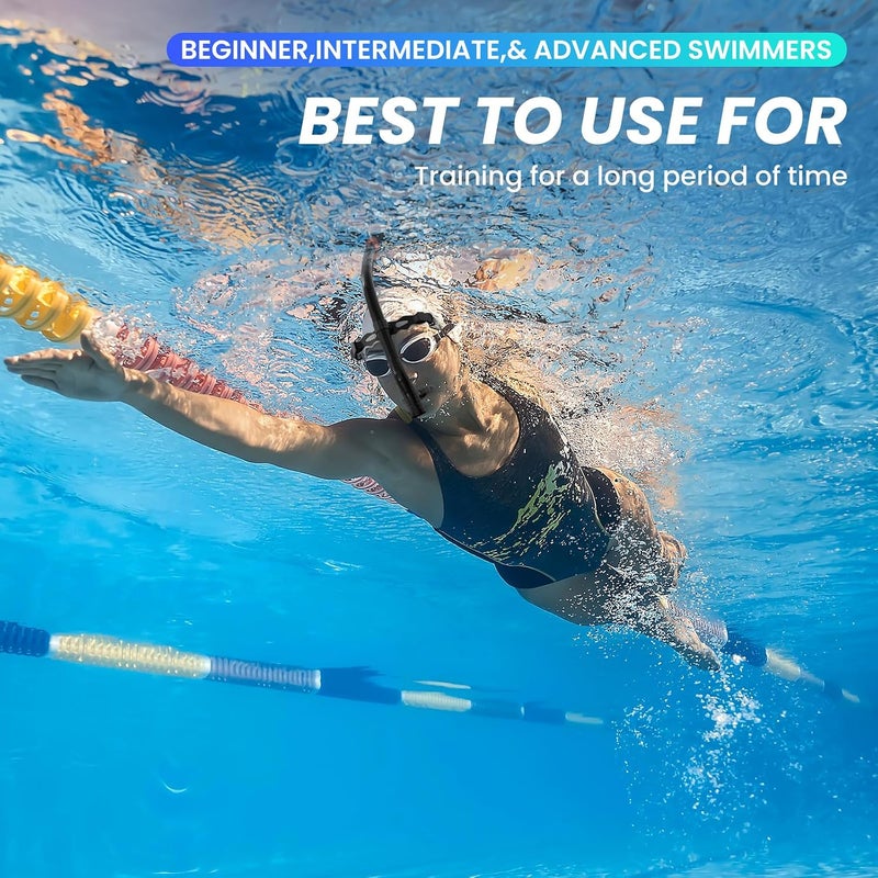Swimmer's Snorkel for Lap Swimming, Adult Snorkeling Gear Swim Training, Center-Mount Silicone Mouthpiece One-Way Purge Valve in Pool and Open Water - Image 4
