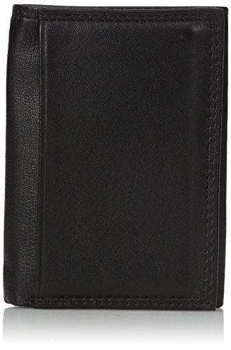 Buxton Mens Emblem Leather Id Threefold Wallet black One Size - Image 1