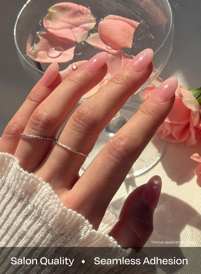 ohora Semi Cured Gel Nail Strips (N Clean Girl) - Pink, Jelly, Works with Any UV/LED Lamps, Salon-Quality, Long Lasting, Easy to Apply & Remove - Includes 2 Prep Pads, Nail File & Wooden Stick - Image 4